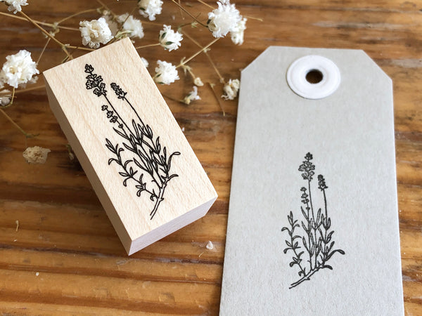 lavender flower rubber stamp Japanese Botanical Garden Wooden Rubber Stamp