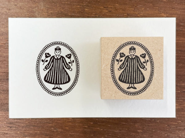 "Marle" Japanese Wooden Rubber Stamp - Brooch