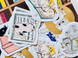 Shinzi Katoh Foil-stamped Flake Stickers / Reading Cats