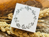 Japanese Wooden Rubber Stamp / Mimosa Wreath