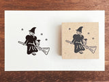 "Marle" Japanese Wooden Rubber Stamp - October Girl / Witch