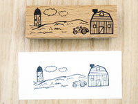 Japanese Wooden Rubber Stamp - Farm