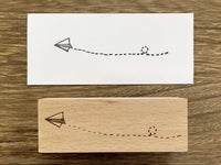 Japanese Wooden Rubber Stamp - Paper Airplane