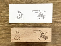 Japanese Wooden Rubber Stamp - Rabbit and the Moon