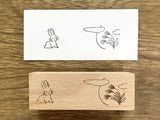 Japanese Wooden Rubber Stamp - Rabbit and the Moon