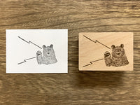 Japanese Wooden Rubber Stamp - Talking Bear