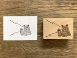 Japanese Wooden Rubber Stamp - Talking Bear