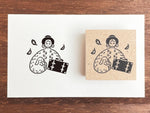 "Marle" Japanese Wooden Rubber Stamp - November Girl / Autumn Trip