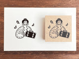 "Marle" Japanese Wooden Rubber Stamp - November Girl / Autumn Trip