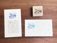 "Marle" Japanese Wooden Rubber Stamp - December Girl / Snowman