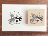 "Marle" Japanese Wooden Rubber Stamp - December Girl / Snowman