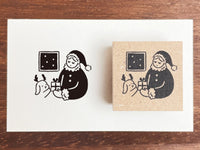 "Marle" Japanese Wooden Rubber Stamp - December Girl / Santa