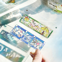 "Kissa A La Mode" Clear Flake Stickers with Foil Accents / Blue