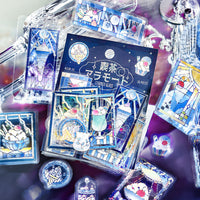 "Kissa A La Mode" Clear Flake Stickers with Foil Accents / Blue