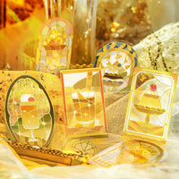 "Kissa A La Mode" Clear Flake Stickers with Foil Accents / Yellow