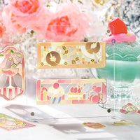 "Kissa A La Mode" Clear Flake Stickers with Foil Accents / Yellow