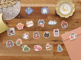 Furukawa Winter Fun Washi Flake Stickers / Cat and Gift