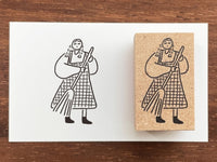 "Marle" Japanese Wooden Rubber Stamp - Cleaning