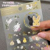 Shinako Moriyama Frost Sheet of Stickers / Rabbits & Flowers