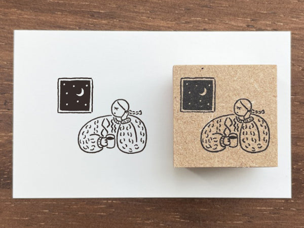 "Marle" Japanese Wooden Rubber Stamp - Coffee