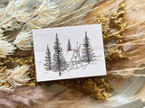 Japanese Wooden Rubber Stamp / House in the Forest