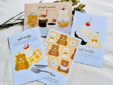 Cafe Teddy x ROKKAKU Premium Foil-Stamped Postcard