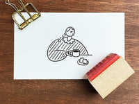 "Marle" Japanese Wooden Rubber Stamp - Snack Time