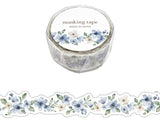 Japanese Die-Cut Washi Masking Tape / Blue Flowers