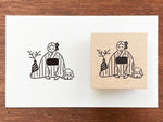 "Marle" Japanese Wooden Rubber Stamp - January Girl / Kimono