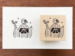 "Marle" Japanese Wooden Rubber Stamp - January Girl / Kimono