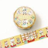 Ai Okino Gold Foil Stamped Masking Tape - Beckoning Cat
