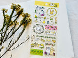 Shinako Moriyama Frost Sheet of Stickers / Rabbits & Flowers