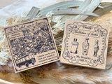Retro "Bus to Happiness" Vintage Map Illustration Stamp