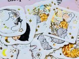 Shinzi Katoh Foil-stamped Flake Stickers / Sleeping Cats