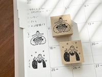 "Marle" Japanese Wooden Rubber Stamp - April Girl / Sakura