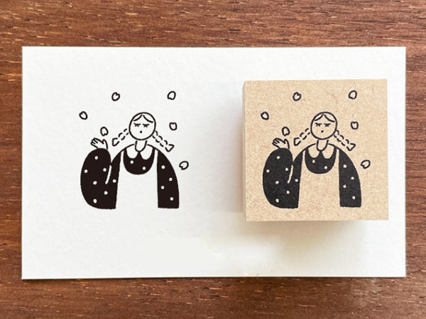 "Marle" Japanese Wooden Rubber Stamp - April Girl / Sakura
