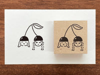 "Marle" Japanese Wooden Rubber Stamp - May Girl / Cherry