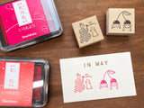 "Marle" Japanese Wooden Rubber Stamp - May Girl / Cherry