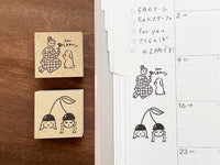 "Marle" Japanese Wooden Rubber Stamp - May Girl / Cherry