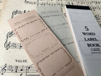 Oeda Letterpress 5 Word Label Book - Gray & Beige Paper