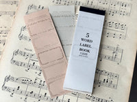 Oeda Letterpress 5 Word Label Book - Gray & Beige Paper