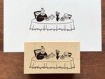 "Marle" Japanese Wooden Rubber Stamp - Tea Party