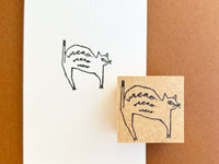 Kinotorico Original Wooden Rubber Stamp / Chat Blanc