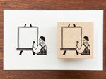 "Marle" Japanese Wooden Rubber Stamp - Painting