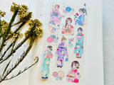 Sheet of Stickers /  Kimono Girl