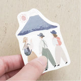 Necktie die-cut sticker / Mt. Fuji