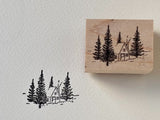 Japanese Wooden Rubber Stamp / House in the Forest