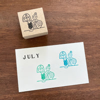 "Marle" Japanese Wooden Rubber Stamp - July Girl / Teatime
