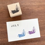 "Marle" Japanese Wooden Rubber Stamp - July Girl / Chill Time