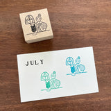 "Marle" Japanese Wooden Rubber Stamp - July Girl / Teatime